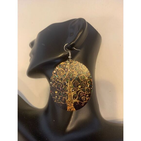 Graphic Tree Of Life Earrings - Picture 1 of 3
